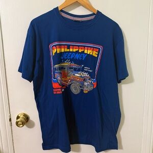 Blue Philippines Jeepney Graphic T-Shirt large